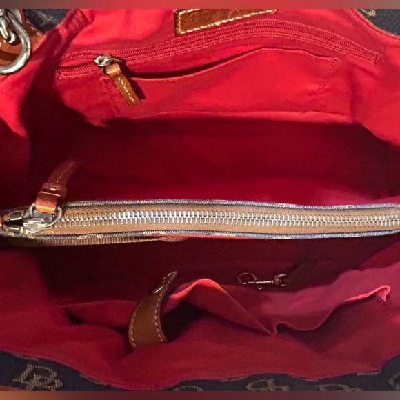 Dooney & Bourke DB Logo Denim Satchel Crossbody Bag Authentic - Picture 10 of 11